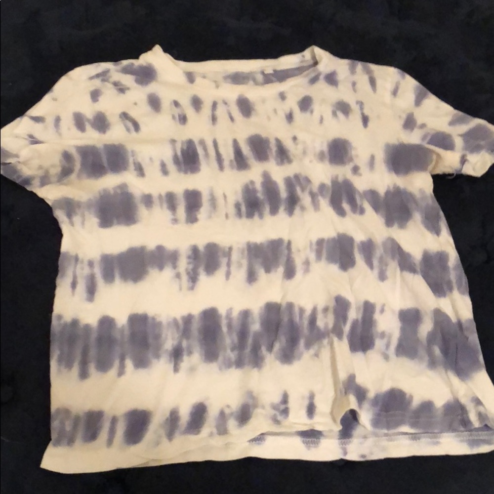 Me to We blue and white tee shirt
